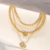 Vintage Multilayer Chain Necklace Women's Necklace Torques Large Coin Pendant, Jewelry Accessories