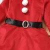 Toddler Girl Christmas Dress Long Sleeve Pom Dress Santa Claus Cosplay Clothes G1026