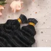 Deep Wave I tip Hair Extensions Natural Black color Real Virgin Brazilian Micro Links i tip hair 100g 1g strand5825777