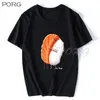 Kawaii Sushi Japansk stil Män / Kvinnor Tshirt Skriv ut Harajuku Cartoon Printed T-shirt Streetwear 100% Bomull Stora T-shirt 210629