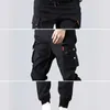 Houzhou黒い貨物パンツ男性韓国風の緩い男性の仕事のズボン男性ジョガー軍の戦術的な灰色の街路壁211119