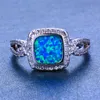 Wedding Rings Cute Female 925 Silver Geometric Ring Boho Blue Fire Opal Stone Promise Love Engagement For Women Vintage Jewelry1673170