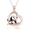 Mignon Panda Pendentif Collier Coeur Forme Bijoux Pour Mère Enfant Cadeau Charme Chaîne Sautoirs Famille Amour