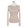 T Shirt Korean Style Slim T-shirts Sexy Tshirts Cotton Long Sleeve Summer Tops Tee Femme Khaki Blue White Black 220208