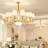 Chandeliers European Gold Glass Flower Lights E14 Living Room Bedroom Lamps Crystal Modern Villa Luxury Hanging Fixtures