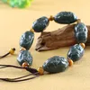 Natural hetian raw black green jade bracelet jade beads bangle 100% real jade jewelry bracelets jadeite for women men gift.