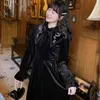 フランスのベルベットの黒い長袖のドレスヴィンテージ刺繍女性ミディ暖かい秋の韓国の女性の結婚披露宴210604