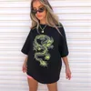 Nieuwe Chinese stijl Dragon Printing Oversized T-shirt Dames Harajuku Casual Losse T-shirt Dames Katoenen T-shirt met korte mouwen