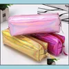 Fodral Bags Office Business Industrial Iridescent Laser Case Kvalitet PU Tillbehör Stationery Present Pencase Cute Pencil Bag Box School Tool