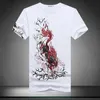 Chiński styl letnie męskie z krótkim rękawem t shirt moda druk męska t shirt slim fit mens casual bawełniana koszulka 5xl 210528