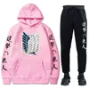 Unisex Anime Attack на Titan Tracksuits Двухструктура набор толстовок и брюк осень осень зимняя толстовка сплошной цветовой беговой костюмы H1227