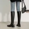 Stivali di sicurezza autunno inverno Scarpe con cerniera laterale in vera pelle Donna Tacchi alti da lavoro Casual al ginocchio 210528