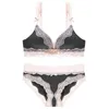 Sexy Mousse Bra e Briefs Set Push up Cotone in pizzo di pizzo PAD PAD Comodo Seamlwomen Lingerie Deep V Wirelnew Spring Fall X0526