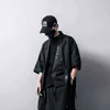 Chaqueta de verano para hombre para Hip Hop Jacker abrigo fino de punto abierto cortavientos ropa de calle cintas samurái japonés algodón suelto 211110
