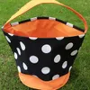 Classic Polka Dots Halloween Wiadra Party Dostawy Mikrofibry Pomarańczowa Dot Black Halloween-Tote Bag Halloween-Candy Kosze Sztuczne lub Traktowane Torby Domil1046