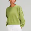 Йога Одежда идеально негабарита Осенние женские дизайнеры толстовки свитер Спортивные круглые шеи с длинным рукавом с длинным рукавом вскользь свободные