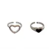 Cluster Ringe Ins Einfache Punk Schwarz Tropfende Herzförmige Ring Exquisite Kreative Persönlichkeit Hohl Damen Schmuck Geschenke