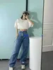 Yang Ader Mi's Irregular Splash Ink and Hole Jeans in Spring Summer