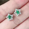 Smycken 925 Sterling Silver Natural Emerald Women's Luxury Earrings Support Detection