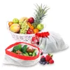 9pcs 3 tailles de maille réutilisable Produits sacs lavables sacs écologiques pour l'épicerie porte-bagages de poche fruit