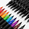 48/60/72/100 Färg Akvarellmarkörer för att rita målning Set Professional Water Coloring Brush Pen Set Dual Tips för School 210226