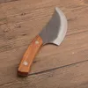 Couteau de Chef fabriqué à la main en chine, lame satinée en acier à haute teneur en carbone, manche en bois, lame fixe, couteaux droits, livraison rapide