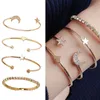 Bangle 4-piece Set Of Ladies Alloy Diamond Five-pointed Star Moon Open Bracelet Simple Temperament Fashion