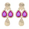 Lang Goud Metalen Kleurrijke Crystal Dangle Drop Oorbellen Voor Vrouwen Hoge Kwaliteit Rhinestone Sieraden Accessoires Brincos