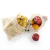 Dozzesy Reusable Mesh Produce Bags Organic Cotton Market Vegetable Fruit Shopping Bag Home Kitchen Grocery Storage Bag Drawstring Bag DAW283