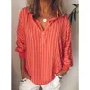 Moda verano mujer blusas raya suelta casual botón a rayas solapa niña camisa de manga larga top blusa botón ropa femenina 210301