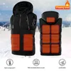 9 Platser uppvärmd jacka USB-laddning av termiska vattentäta klädjakt Vest Winter Heat Jacket Black M-7XL 220114