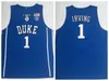 Mens Duke Blue Devils College Basketball Jersey # 1 Zion Williamson Cam Reddish RJ Barrett # 0 Jayson Tatum Kyrie Irving Home Stitched Jerseys Shirts S-XXL
