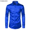 chemise en satin bleu homme