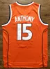 Carmelo Anthony # 15 Syracuse Basketbol Forması Kolej Erkekler Tüm Dikişli Beyaz Turuncu Siyah Boyut S-3XL En Kaliteli Formalar
