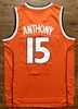 Carmelo Anthony #15 Syracuse Basketball Jersey College Men's White Orange White Orange Black Size S-3xl Maglie di alta qualità