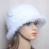 冬の女性100％天然ミンクの毛皮の帽子ニット暖かい本物のキャップロシアの女性の屋外の帽子