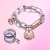 Inne biżuteria kobiety 925 Srebrny koralik okrągły urok Double Bangle Fit Fit ME Link Bransoletka RITA22