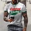 Erkek T-Shirt Castrol Vintage Kısa Kollu Erkekler T Gömlek 3D Baskı Etnik Harfler Harajuku Moda Tees Erkek Yaka Yaz Tops Yaz