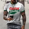 3nwa T-shirts hommes Castrol Vintage manches courtes hommes t-shirt impression 3D lettres ethniques Harajuku mode T-shirts col masculin hauts été