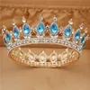 Lindo Cristal Metal Casamento Coroa Royal Rainha Rei Tiaras Grande Diadem Head Ornaments Pageant X0625