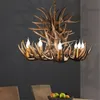 Chandeliers American Country Resin Candle Antler Chandelier Europe Deer Horn Lighting Fixtures,Vintage Kitchen Loft