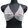 Sexy black White Summer crop top women festival Beach club outfits Party tank top t shirt woman Halter Rhinestones tops topy Hot 210308