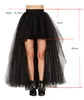 Черный тюль длинным юбком Rockabilly 3 слои высокая низкая женщина юбка TUTU юбка свадебные свадебные аксессуары 2021