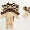 Spring Autumn Baby Rompers Long Sleeve Toddler Striped Plain Jumpsuits One Piece Bodysuits Clothes M3730