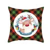 Christmas Red Green Plaid Pillowcase Santa Claus Peach Skin Pillow Cushion Home Pillowslip Decorations 10 styles LLA10292