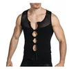 Mens Chest Compression Gynecomastia Vest Slimming Shirt Body Shaper Tank Top Front Zipper Corset For Man Shapewear
