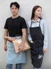 Professionelle koreanische einstellbare 100% Baumwoll-Denim-Schürze Küche S für Frau Erwachsene Backen Smock Chef Cafe Unisex Jeans 211222