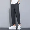 Pantaloni da uomo Hzirip 2021 Pantaloni corti maschili alla moda comodi e di qualità a vita alta casual estivi in seta di ghiaccio neri