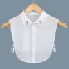 Bowił Bawełniany koronkowy fałszywy kołnierz dla kobiet bluzka vintage odłączona koszula Fałszywa klapy akcesoria ubrania