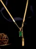 Geometrische Groen Kristal Plein Hanger RVS Ketting مثير الأفعى العظام Sieraden Mode Sleatelbeen Voor VrouW